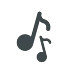 Gray icon with musical notes for creating healing in music lesson experiences