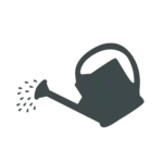 Gray icon with a watering can for creating healing in gardening experiences