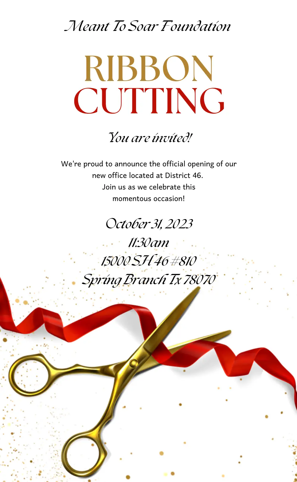 Meant To Soar Ribbon cutting invitation